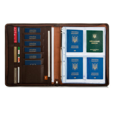Шкіряна папка для документів, паспорти України, бізнес-органайзер